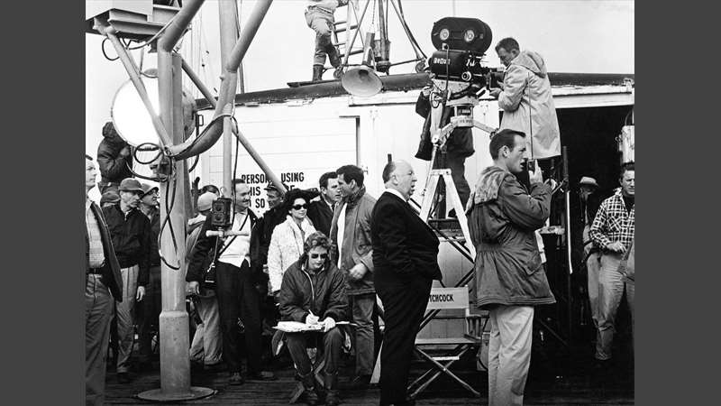 Alfred Hitchcock při natáčení filmu Ptáci Profimedia